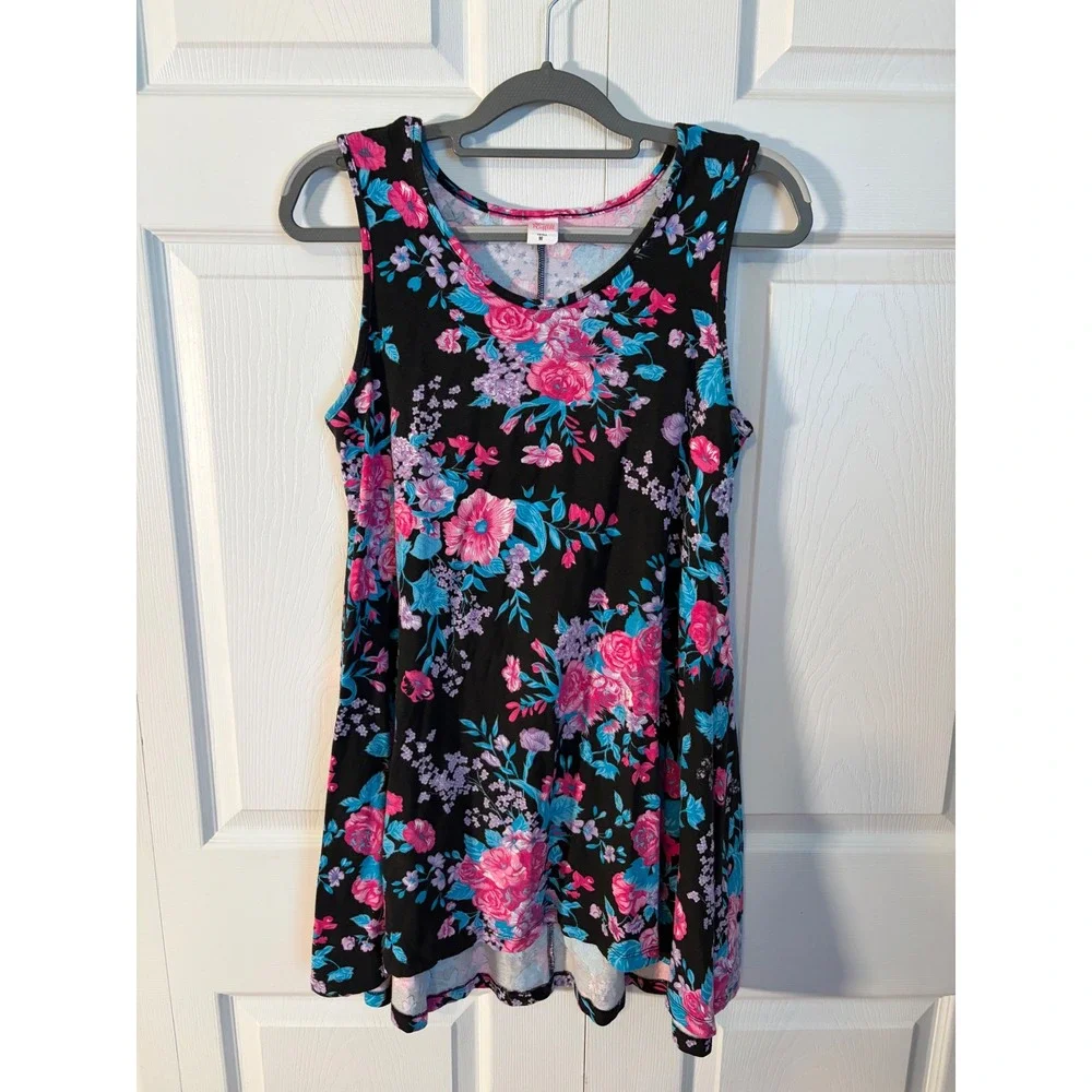 Ricrac & Ruffles Girls Black Floral Sleeveless‎ High Low Swing Dress Size M